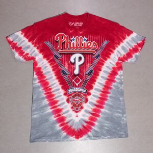 Philadelphia Phillies Red Tie Dye Liquid Blue T-Shirt Adult Large Baseball MLB